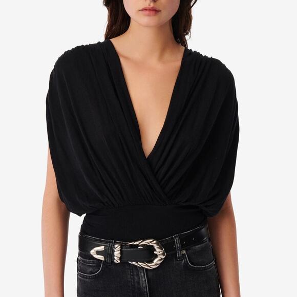 IRO Black Draped Tank Top - Picture 1 of 5